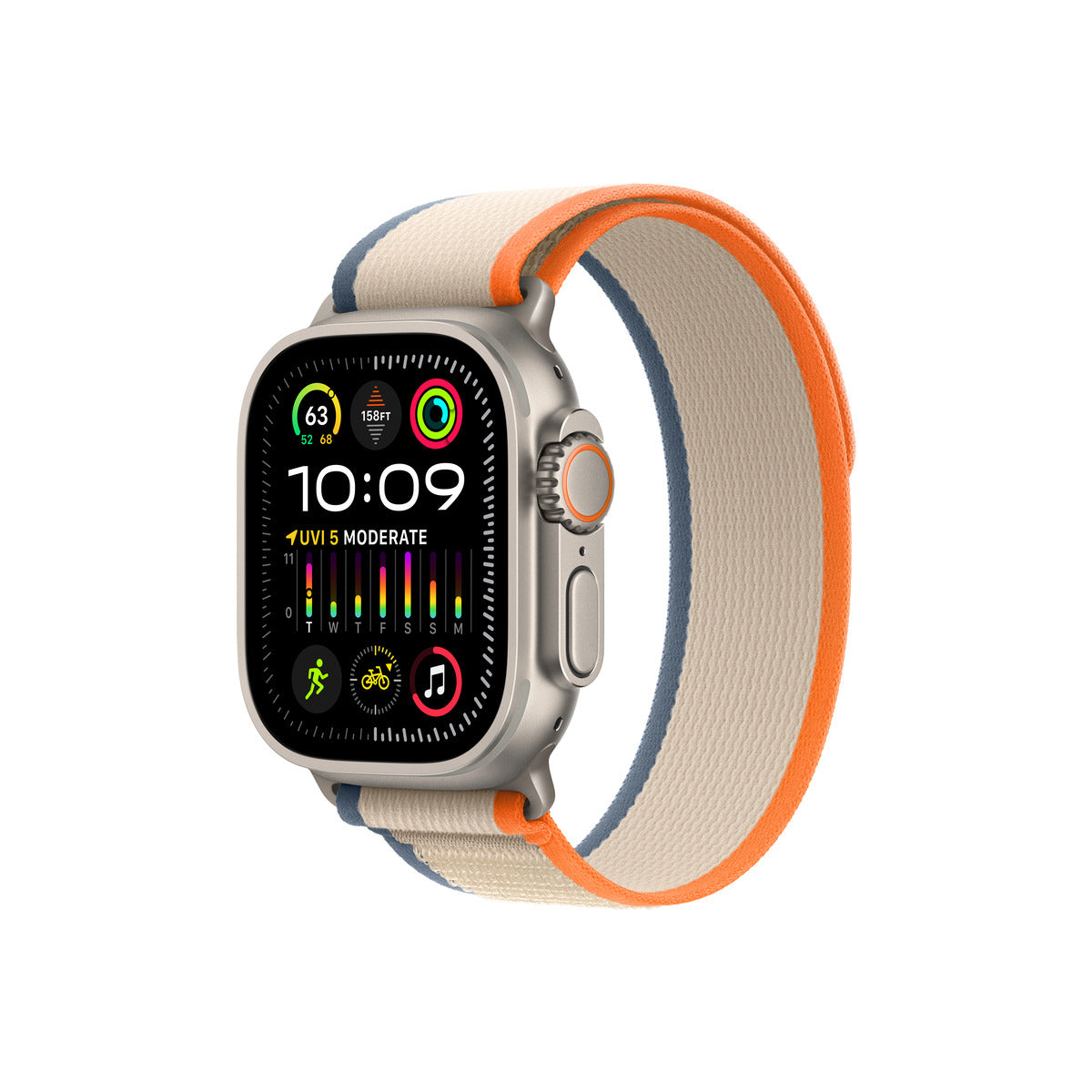 Apple Watch Ultra 2 GPS + Cellular – 49 mm-es titántok, narancs-bézs terep pánt - S/M - iSTYLE.hu