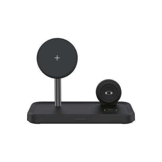 Dviced – 3-in-1 vezeték nélküli mágneses töltőállomás, 15W gyorstöltéssel + USB kábel + hálózati töltő – fekete - iSTYLE HU