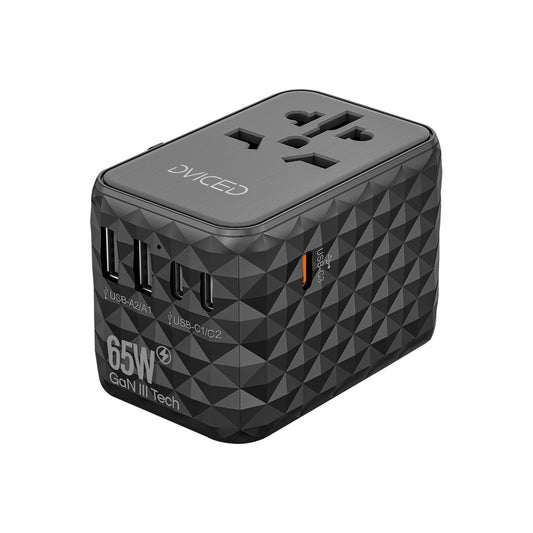 Dviced – Univerzális utazási adapter 65W GaN - UK, Európa, USA, Ausztrália - fekete - iSTYLE HU