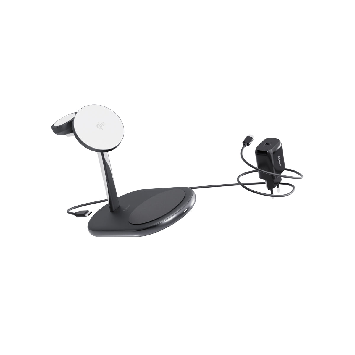 EPICO – UltraBase 3in1 Qi2 Mag+ MagSafe kompatibilis töltőállomás - fekete - iSTYLE HU