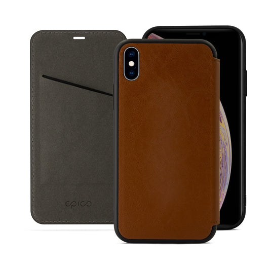 EPICO – iPhone XS Max kinyitható tok – barna (Guarantee Program) - iSTYLE HU