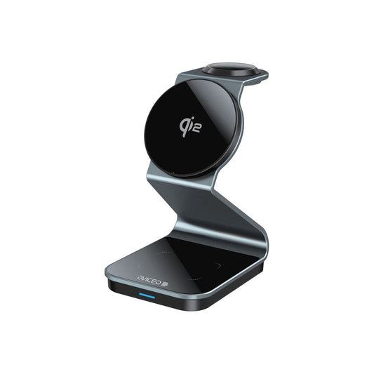 Dviced – 3 az 1-ben Mágneses, Qi2 vezeték nélküli töltőállvány, kábellel és fali töltővel - sötétszürke - iSTYLE HU