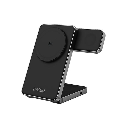 Dviced – 3 az 1-ben Összecsukható, Qi2 mágneses vezeték nélküli töltőállvány, kábellel és fali töltővel - fekete - iSTYLE HU