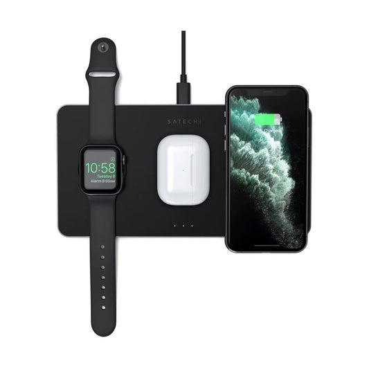 Satechi – Trio Vezetéknélküli töltő (Apple Watch, Airpods, iPhone) - Fekete - iSTYLE HU