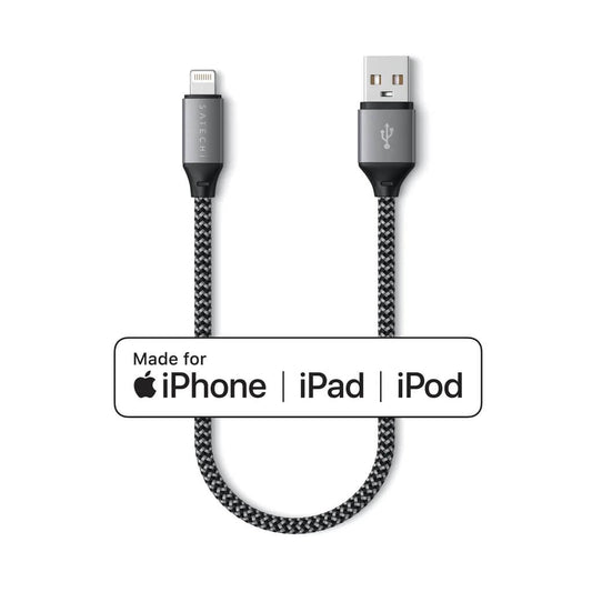 Satechi – USB-A to Lightning Braided Cable 25cm - szürke - iSTYLE HU
